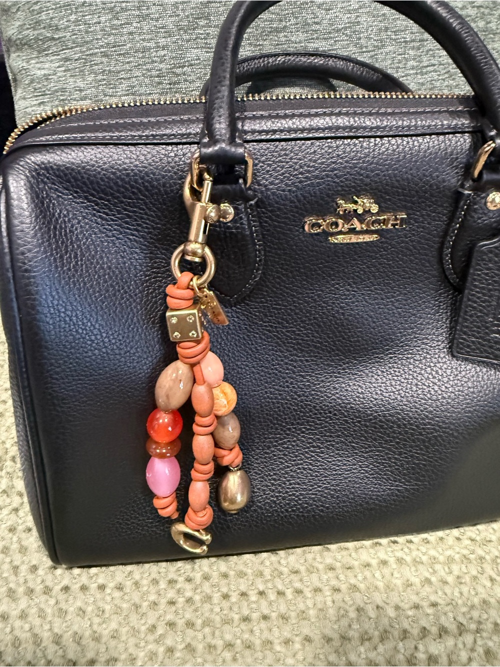 Coach Beaded Cluster Bag Charm - Pink & Tan - Picture 2 of 2